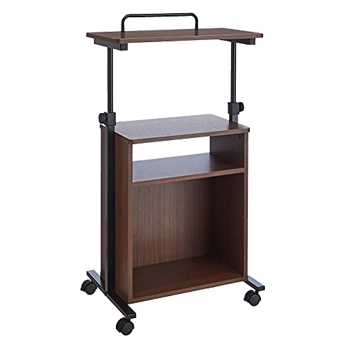 Amazon Basics Adjustable Standing Mobile Laptop Storage Shelves, Espresso cart, 21.5 x 15.7 x 30-45.3 INCHS