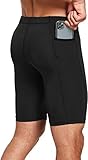 NEVER LOSE Gym Compression Men's Skin Tight Shorts with Mobile Pocket for Gym, Running, Cycling, Swimming, Basketball, Cricket, Yoga, Football, Tennis, Badminton & Many More Sports (M, Black)