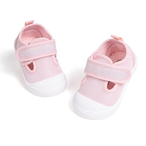 Babelvit Toddler Girls Boys Classic Sneakers Baby T-Strap Hook Loop Breathable Mesh Anti-Collision Walking Shoes Infant Non Slip Comfortable Casual School Shoes
