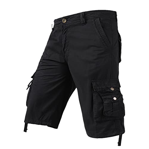 Short cargo en coton homme noir taille 30 short de jogging ample pantalon de travail léger