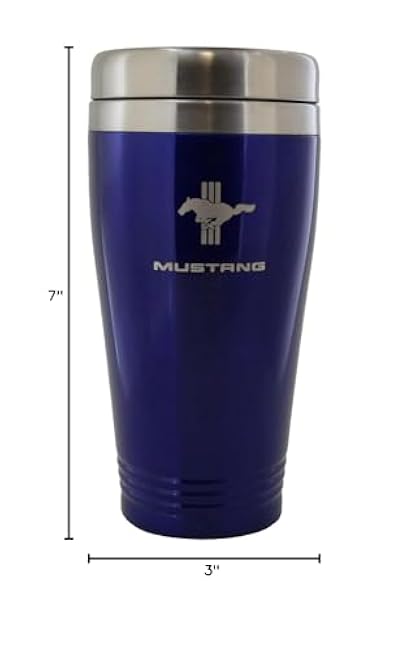 AU-TOMOTIVE GOLD Stainless Steel Travel Mug for Ford Mustang Tri Bar (Blue)