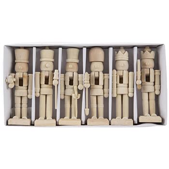 Unfinished Paintable Wood Nutcrackers- Set of 6