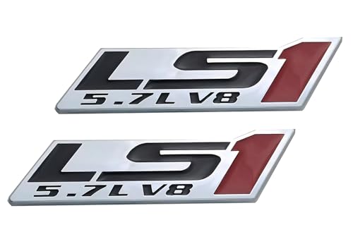 Image of 2pcs LS1 5.7 L V8 Engine Door Trunk Badge 3D Emblem Nameplate Sticker (Silver Red)