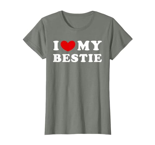 I Love My Bestie, I Heart My Bestie T-Shirt, Women, Olive Heather, XX-Large