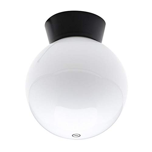 LITECRAFT Lancaster Ceiling Light Outdoor Fitting with White Globe Shade - Black