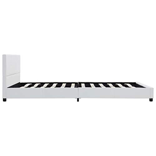 vidaXL Polsterbett mit Rückenlehne Bett Kunstlederbett Doppelbett Bettgestell Lattenrost Bettrahmen Schlafzimmerbett Weiß 120x200cm
