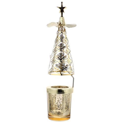 Luxshiny Weihnachten Tee Licht Spinning Metall Rotierender...