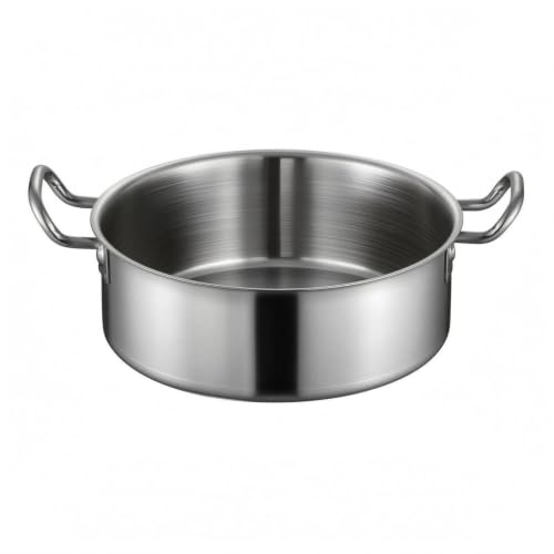 PETSOLA Olla Profunda con Base Gruesa Acabado Cepillado Olla Profunda Acero Inoxidable Antióxido, 32CM, Silver Clear Wo Lid