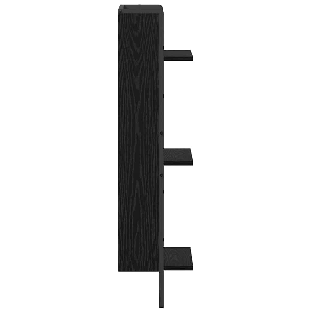 Estante de pared de pared de roble negro 30 x 25 x 100 cm, estante flotante con 3 baldas, sistema moderno de pared para salón, cocina, oficina, práctico estante de pared para montaje en pared