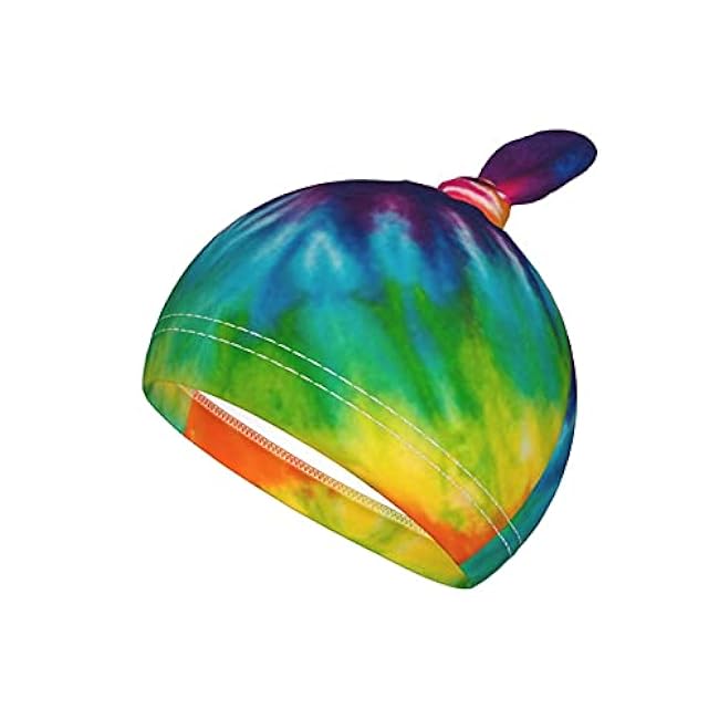 Tie Dye Colorful Rainbow Newborn Swaddle Blankets Beanie Hat Sets Soft and Stretchy Baby Blanket Swaddle Sack for Baby Shower Infant Boy and Girl