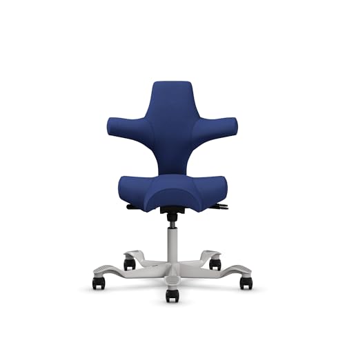 Image of HAG Capisco Standard Chair-Silver Frame-Upholstered Cobalt Blue