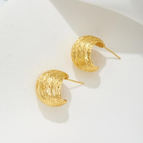 Cicy Bell Chunky Earrings for Women Imitation Gold Plating Minimalist Textured Vintage Large Statement Earrings Trendy Studs Jewelry Gifts2