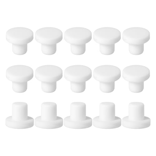 Image of uxcell 15Pcs Silicone Hole Plug, Waterproof Solid T-Shaped Rubber Stoppers Bottle Seal Tube Pipe Plugs End Cap for 9mm /0.35 inch Hole for Bathtub Bottle, 0.35 inch Plug Height, White