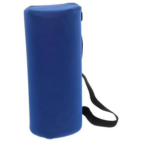 MAJORMENCH Cojín Lumbar Ajustable de Espuma Viscoelástica, Soporte Cilíndrico Pequeño 28x12 Cm, Almohada Portátil Azul para Asiento de Coche, Silla Oficina y Descanso Ergonómico