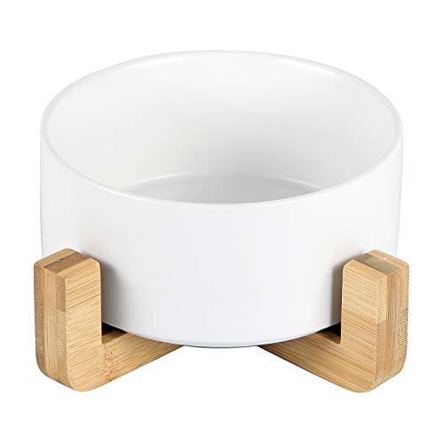 猫 犬 用 食器 餌入れ 台 脚付フードボウル陶器850ml(ホワイト)…
