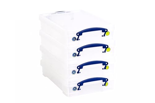 Really Useful Box Lot de 4 boîtes de rangement en plastique transparent 4 l