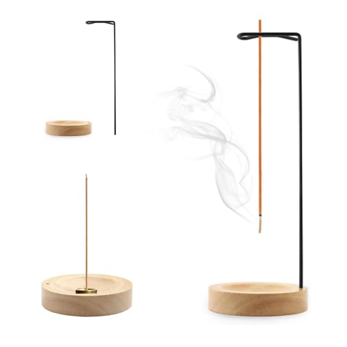 1 PCS Porte Encens 2 en 1,Brûleur d'encens Inversé avec Bobine à Cône,Encensoir,Support en Bois...