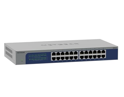 NETGEAR (GS524V3) Switch Ethernet 24 Ports RJ45 Métal Gigabit (10/100/1000), Switch RJ45 Format Bureau/ en Rack et Protection ProSAFE Garantie à Vie Parfait...