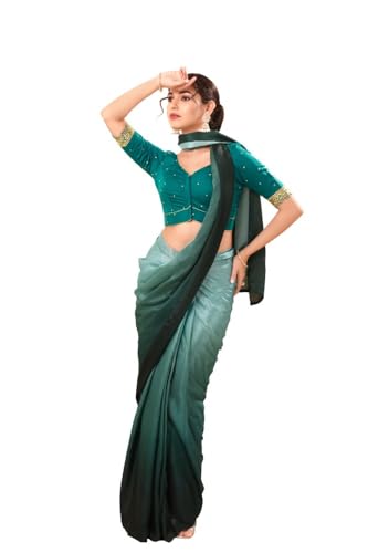 Image of Vamas Women's Silk Padded Self Design Half Sleeve Readymade Saree Blouse (X-1209.ELB)