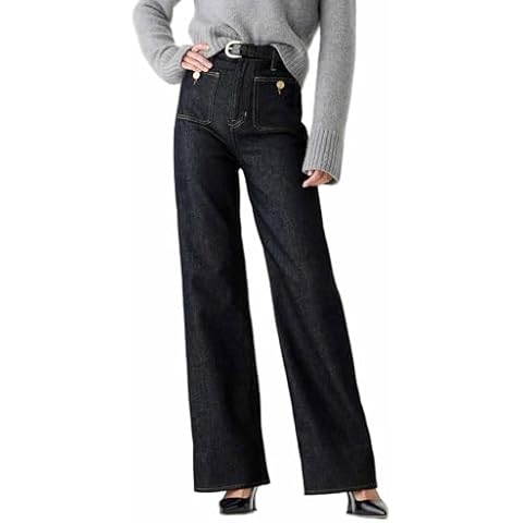 Iryreafer Oprah's Favorite Jeans Pants, Tummy Control Sailor Wide Leg Trouser, High Waisted Trouser Jeans for Women Black Cover