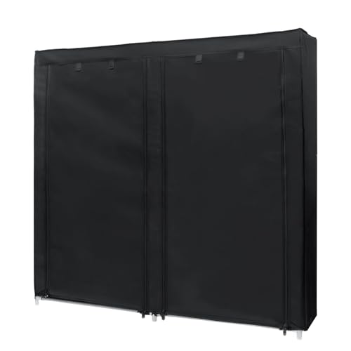 INTIRILIFE Armario Plegable 120x30x110 cm en RABEN Schwarz - con Cremallera Armario ropero Zapatero Aparador con 12 Compartimentos - Armario Camping Perchero Textil