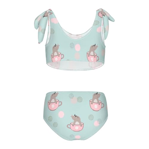 Girls Cute Moles in Cups Pattern Swimsuit Two Pieces Bikini Set Bathing Suits Swimwear Crop Top Swimsuit Set2