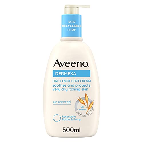Aveeno Dermexa Beruhigende Körpercreme, Körpercreme für trockene und juckende Haut, parfümfreie Feuchtigkeitscreme, Feuchtigkeitscreme für trockene Haut mit Hafer und Ceramiden, 500 ml