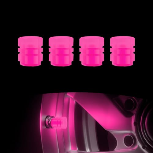 WZP 4PCS Luminous Tire Valve Stem Caps Fluorescent Valve Stem Caps Universal Auto Accessories for Car Truck Motorcycles Bike (Pink)