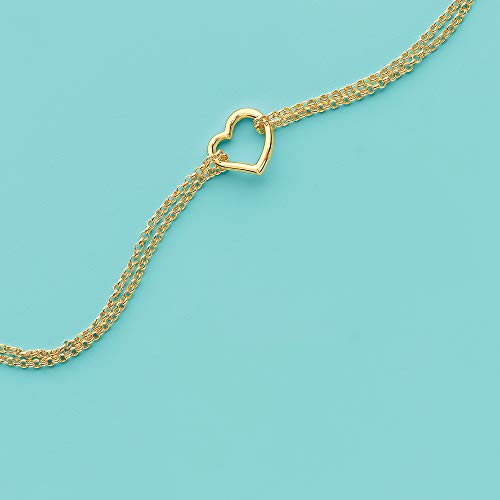 Ross-Simons 14Kt Yellow Gold 2-Strand Heart Center Anklet. 10 Inches #TOP3