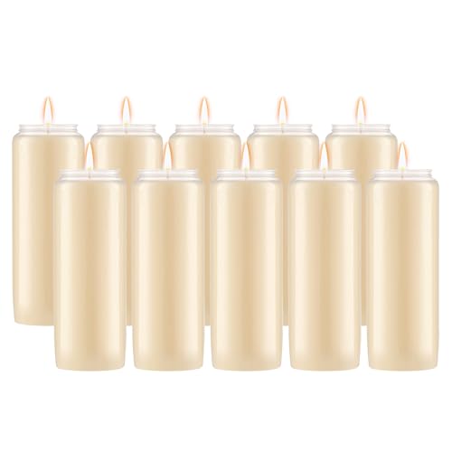 Lerner 9-Day Memorial Candles 10 Pack 7 Pillar Prayer Candle in Plastic Jar Long-Lasting Smokeless Clean Burning Mourning & Shiva Candle for Vigils Church Emergencies Jewish Yahrzeit Candles