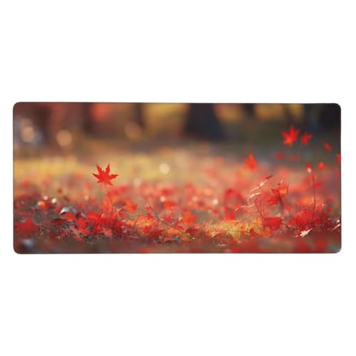 Alfombrilla De Ratón （900 x 500 x 3 mm） Hoja De Arce Alfombrilla De Ratón Extendida De Gran con Base De Goma Antideslizante, Mejora La Precisión Y La Velocidad, Lavable, para Gamers, Pc N3082