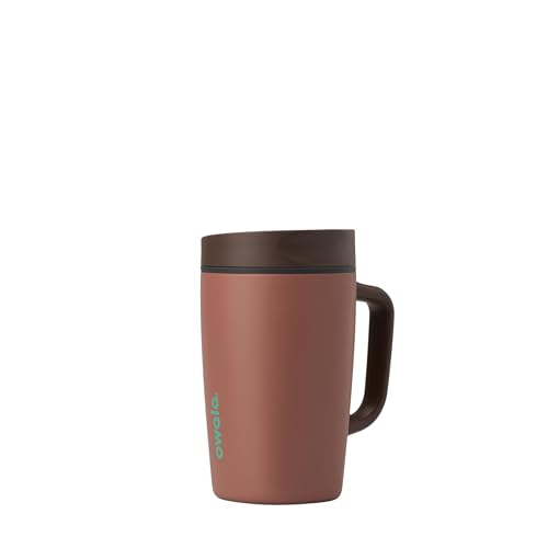 Image of Owala SmoothSip Slider Stainless Steel Insulated Travel Mug with handle, 100% Leak Proof, For Hot and Cold Drinks, Travel Friendly with Sliding Lock Lid, 12oz, BPA Free, Leak Proof, Cozy Cocoa