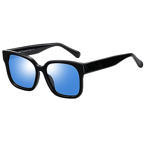 Shes Gafas De Sol Polarizadas Para Las Mujeres Retro Square Polarizadas Gafas De Sol Sh002, Marco Negro Revo Lente Azul., Medium Shes Gafas De Sol Polarizadas Para Las Mujeres Retro Square Polarizadas Gafas De Sol Sh002, Marco Negro Revo Lente Azul., Medium