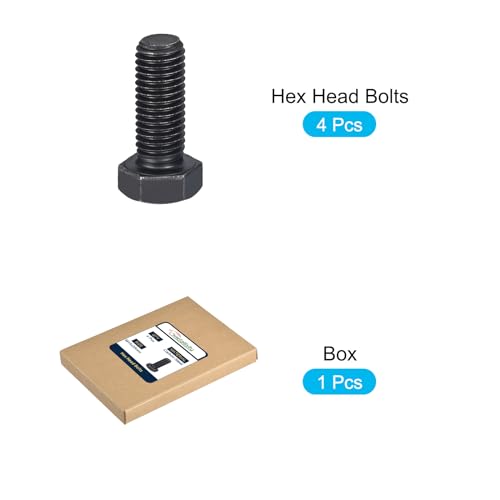 Image of METALLIXITY Hex Bolts (M14-2x35mm) 4Pcs, 8.8 Grade Carbon Steel Fully Threaded Black Oxide, Coarse Thread UNC Hex Head Screw Bolt - for Furniture Repair