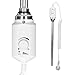ECD Germany Termostato Regolatore Elettronico di Temperatura per Radiatori da Bagno 1/2" Bianco Acciaio Inox 600W Riscaldatore Elettrico Resistenza Elettrica Scaldasalviette Asta Riscaldante