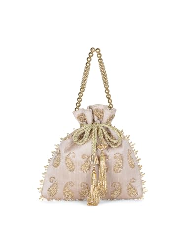 Image of Lavie Signature Women's Ely Paisley Embellished Potli Bags for Ladies & Girls | Women Pouches for Festive Seasons & Wedding | Batwa Bag Bridal Purse | Gift For Women