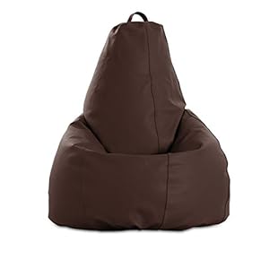 Textilhome – Zitzak leer XL 80X80X130 cm – Grote zitzakken. Kleur Bruin – Hoge weerstand – dubbele terugslag…