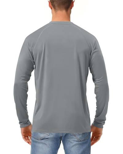 isnowood Sun Protection Shirts for Men, UPF 50+ Long Sleeve, UV Quick Dry Rash Guard Swim Shirt for Fishing Hiking Running2