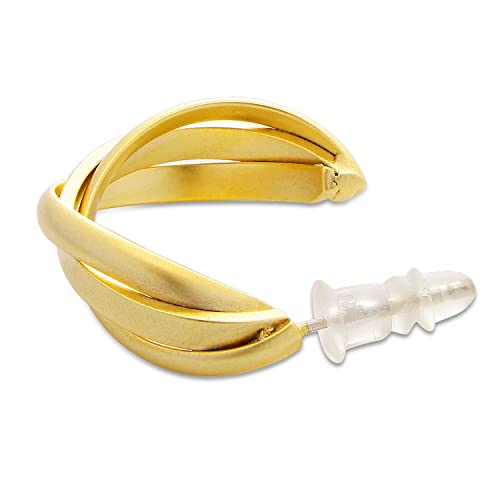 Earring For Women Lightweight Twisted Open Hoop Earrings Trendy Girl's Fashion Copper 14K Gold Plated Safety Silver Pin Full Luster Gift For Birthday Mother's Day Casual Daily Wear Matte Jeensley #TOP6