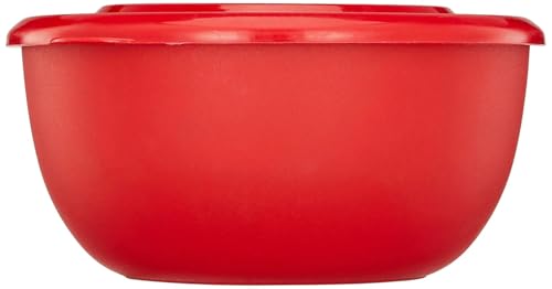 Image of Microwave Safe Stainless Steel Mixing Bowl Set with Lids | 500ml, 750ml, 1250ml | Red Euro Style Food Storage Containers for Kitchen Use | Pack of 3 (Classic Red Plain)