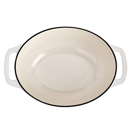 AmazonBasics Oval Enameled Cast Iron Dutch Oven-7-Quart, Matte White, 327259140 - Thumbnail 3