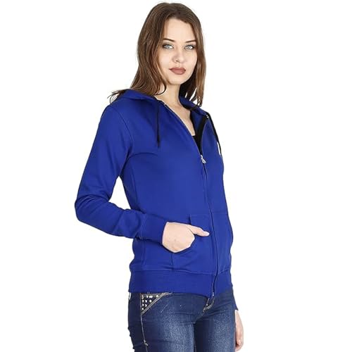 Image of Clotth Theory Women's Cotton Fleece Hooded Neck Sweatshirt | Hoodie Jacket with Kangaroo Pocket