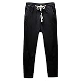 Sumeiwilly-Herren Hose Leinenhose Stoffhose Regular Fit Leinen mit Kordelzug Straight Lange Hose Männer Mode Sommerhose, M-5XL