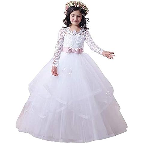 HYGLJL First Communion Dress for Girls Lace Flower Girl Dresses for Wedding Cover
