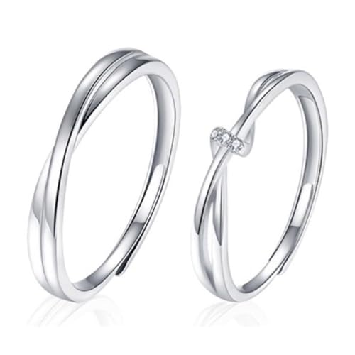2 Pcs Anelli in Argento 925 per Donna Uomini, Anelli di Coppia,Anello Regolabile con Nodo d'amore in Argento, Anelli di Fidanzamento in Argento 925, Matrimonio Anelli Promessa Regalo di Anniversario