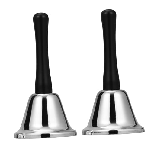 PRETYZOOM 2 Piezas Campana De Mano para Mesa Campanas De Metal Plateadas para Navidad para Cena Familiar