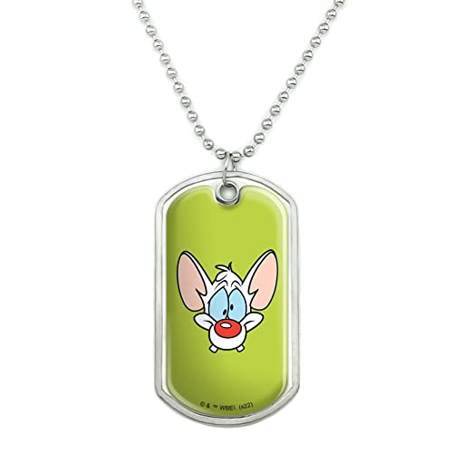 Pinky Brain Dog Tag Pendant Necklace
