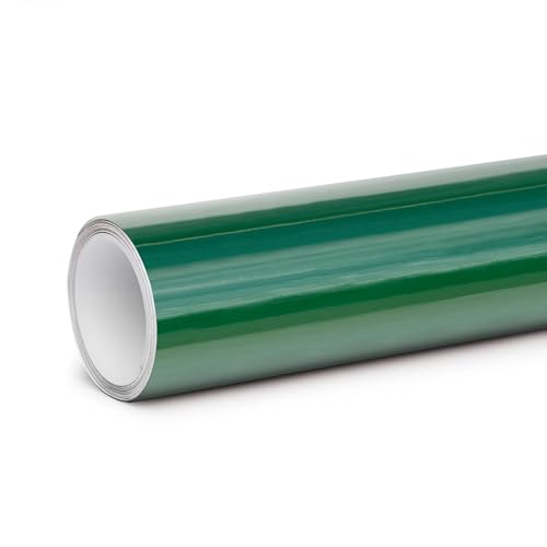 Image of HOME13 Dark Green Glossy Wallpaper Peel & Stick Self-Adhesive Removable Vinyl Wallpaper for Kitchen Cabinet Furniture Waterproof Countertop (24x50 Inch)