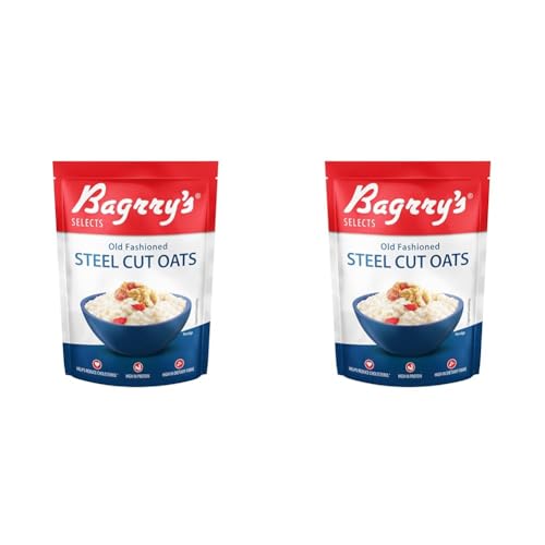 Image of Bagrry's Steel Cut Oats 1.5Kg Pouch|High In Dietary Fibre & Protein|Helps In Weight Management & Reducing Cholesterol|Old Faishoned Oats|Breakfast Cereal (Pack Of 2) - Whole Grain