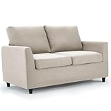 UNIONLINE Sofa 2 Sitzer, kleine Sofa mit schlaffunktion und abnehmbaren Sofabezügen, modernes Doppelsitz Loungesofa Loveseat Couch für Wohnzimmer/Schlafzimmer, Weiß